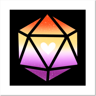 Lesbian Leviathan Pride Heart D20 Dice Posters and Art